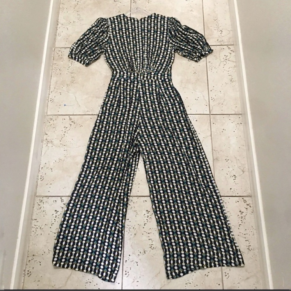 Anthropologie Kachel Evie Abstract Jumpsuit Black Motif Size 2 NWT - Picture 7 of 11